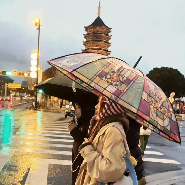 Kalsten | Automatic Umbrella – Vintage Design with Stained Glass and Wind PRedection