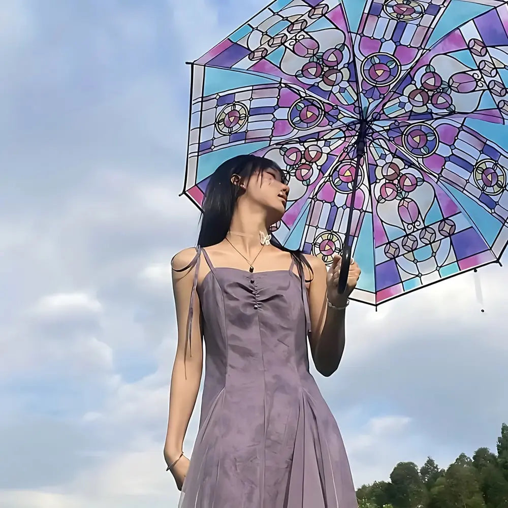 Kalsten | Automatic Umbrella – Vintage Design with Stained Glass and Wind PRedection