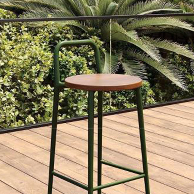 Contemporary Nordic Carbon Steel Solid Wood Rectangular Outdoor Bar Stool Backless For Outdoor | Kalsten