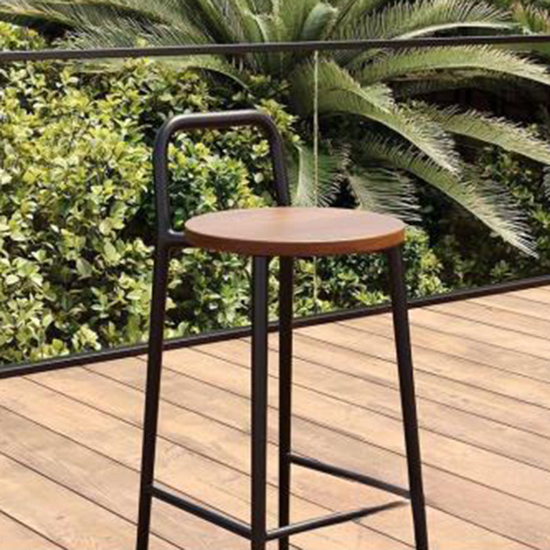 Contemporary Nordic Carbon Steel Solid Wood Rectangular Outdoor Bar Stool Backless For Outdoor | Kalsten