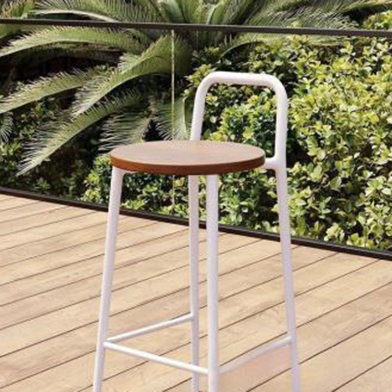 Contemporary Nordic Carbon Steel Solid Wood Rectangular Outdoor Bar Stool Backless For Outdoor | Kalsten