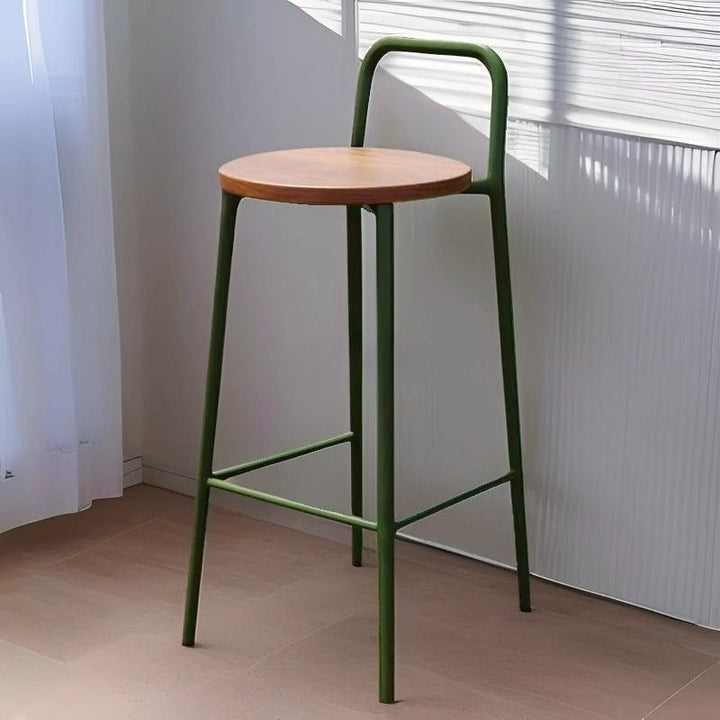 Contemporary Nordic Carbon Steel Solid Wood Rectangular Outdoor Bar Stool Backless For Outdoor | Kalsten