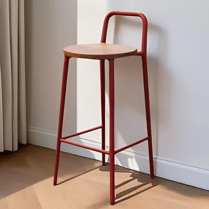 Contemporary Nordic Carbon Steel Solid Wood Rectangular Outdoor Bar Stool Backless For Outdoor | Kalsten