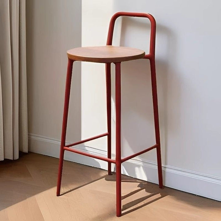 Contemporary Nordic Carbon Steel Solid Wood Rectangular Outdoor Bar Stool Backless For Outdoor | Kalsten