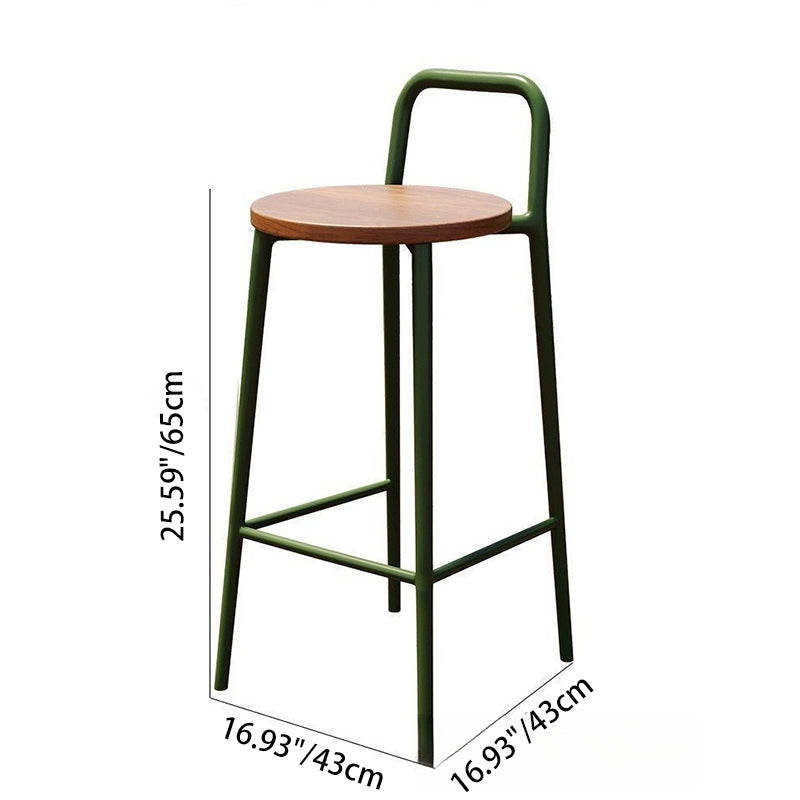 Contemporary Nordic Carbon Steel Solid Wood Rectangular Outdoor Bar Stool Backless For Outdoor | Kalsten