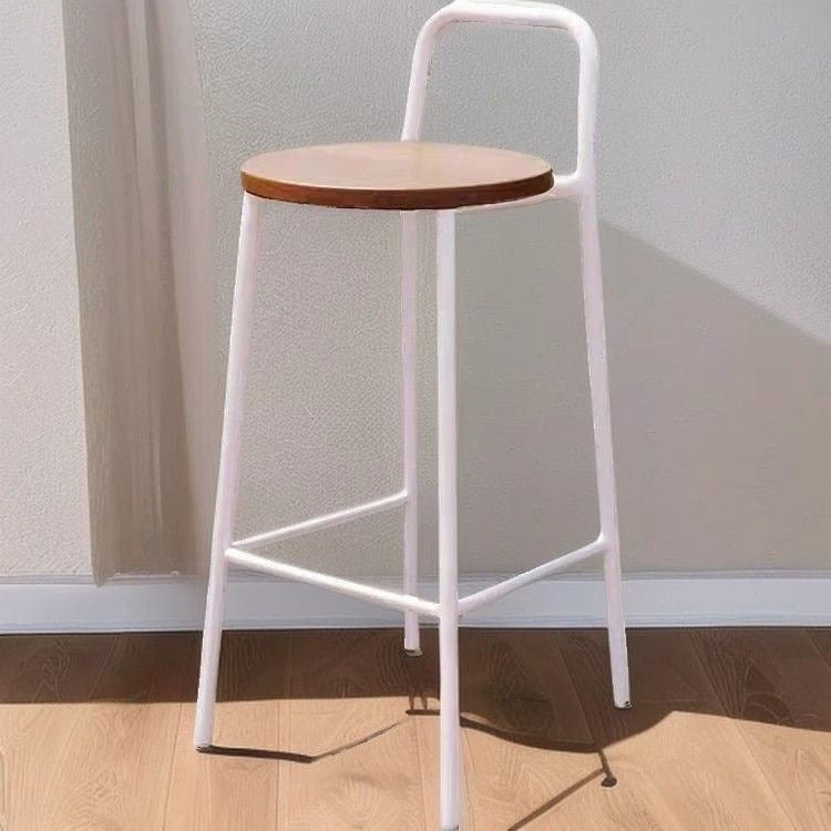 Contemporary Nordic Carbon Steel Solid Wood Rectangular Outdoor Bar Stool Backless For Outdoor | Kalsten