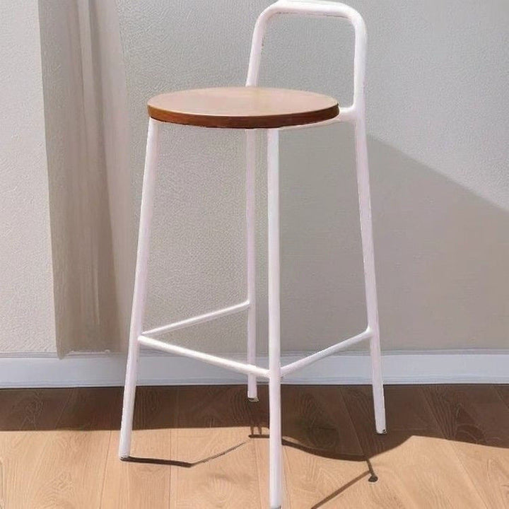 Contemporary Nordic Carbon Steel Solid Wood Rectangular Outdoor Bar Stool Backless For Outdoor | Kalsten