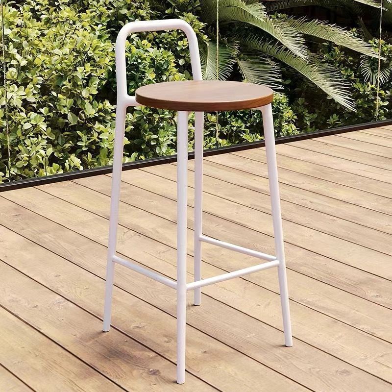 Contemporary Nordic Carbon Steel Solid Wood Rectangular Outdoor Bar Stool Backless For Outdoor | Kalsten