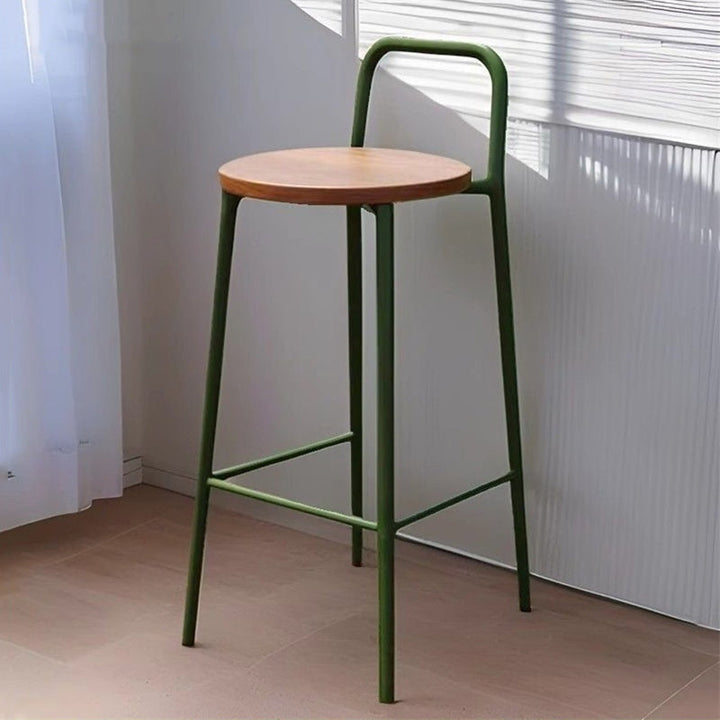 Contemporary Nordic Carbon Steel Solid Wood Rectangular Outdoor Bar Stool Backless For Outdoor | Kalsten