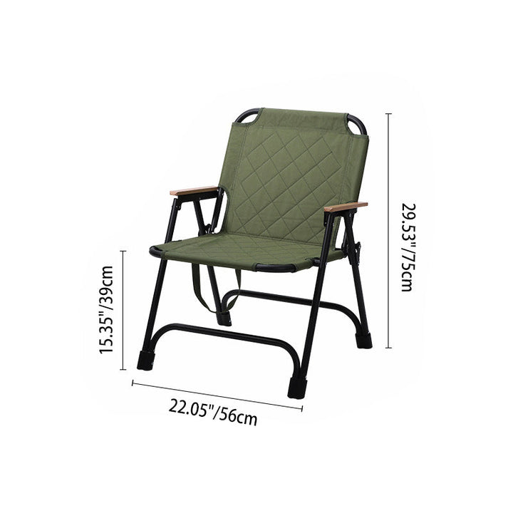 Modern Minimalist Rectangular Diamond-Pattern Carbon Steel Oxford Fabric Beech Wood Folding Camping Chair Backrest Armrest For Garden | Kalsten
