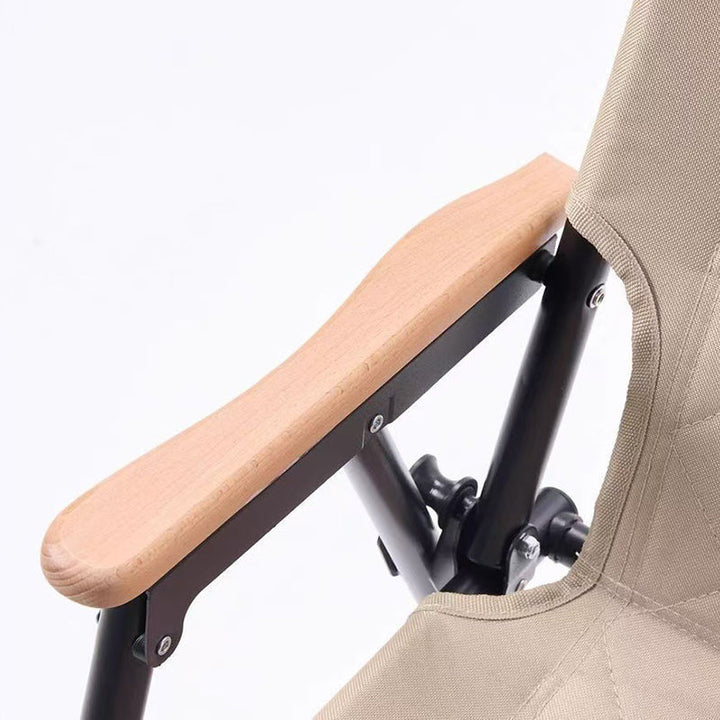 Modern Minimalist Rectangular Diamond-Pattern Carbon Steel Oxford Fabric Beech Wood Folding Camping Chair Backrest Armrest For Garden | Kalsten