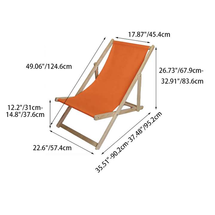 Modern Minimalist Rectangular Oxford Fabric Solid Pine Wood Outdoor Beach Chair Folding Recliner Backrest For Outdoor | Kalsten