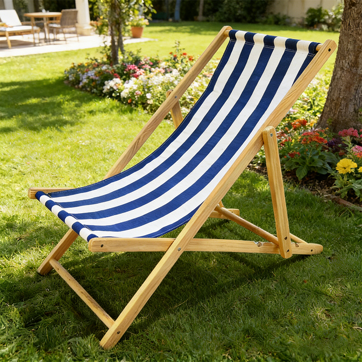 Modern Minimalist Rectangular Oxford Fabric Solid Pine Wood Outdoor Beach Chair Folding Recliner Backrest For Outdoor | Kalsten