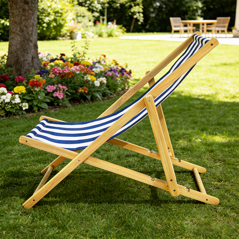 Modern Minimalist Rectangular Oxford Fabric Solid Pine Wood Outdoor Beach Chair Folding Recliner Backrest For Outdoor | Kalsten