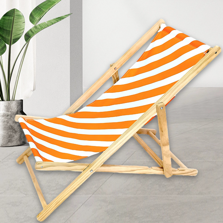 Modern Minimalist Rectangular Oxford Fabric Solid Pine Wood Outdoor Beach Chair Folding Recliner Backrest For Outdoor | Kalsten