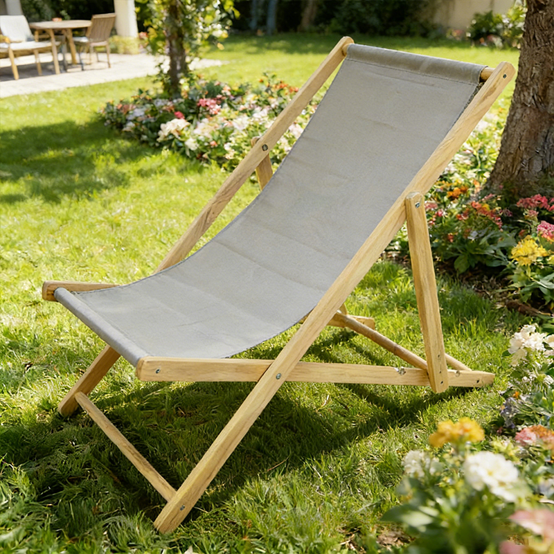 Modern Minimalist Rectangular Oxford Fabric Solid Pine Wood Outdoor Beach Chair Folding Recliner Backrest For Outdoor | Kalsten