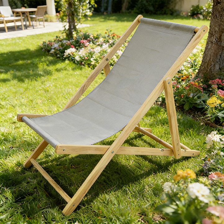 Modern Minimalist Rectangular Oxford Fabric Solid Pine Wood Outdoor Beach Chair Folding Recliner Backrest For Outdoor | Kalsten