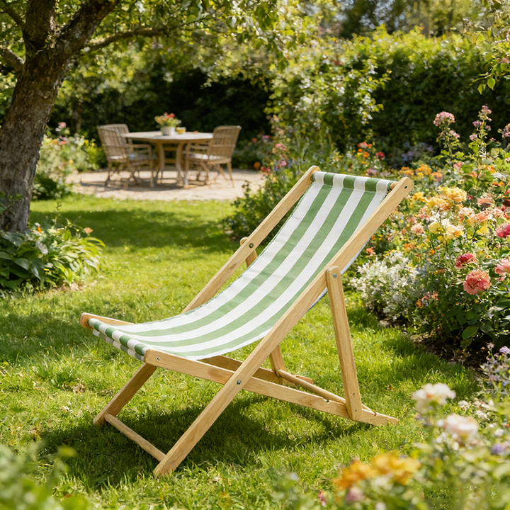 Modern Minimalist Rectangular Oxford Fabric Solid Pine Wood Outdoor Beach Chair Folding Recliner Backrest For Outdoor | Kalsten
