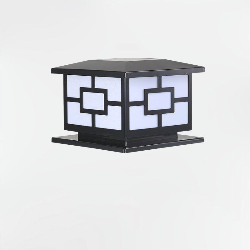 Contemporary Industrial ABS Cube LED Waterproof Solar Post Lamp For Outdoor Patio | Kalsten