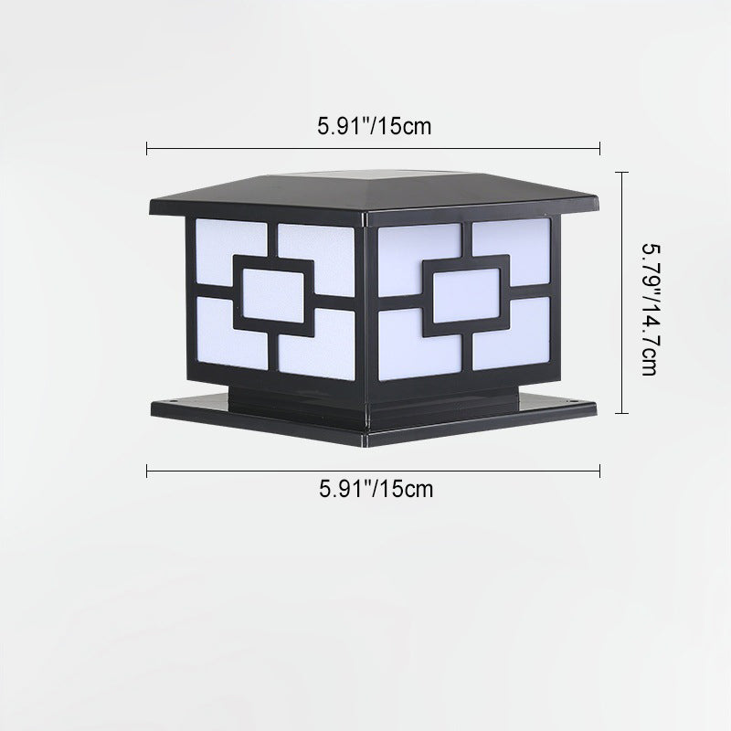 Contemporary Industrial ABS Cube LED Waterproof Solar Post Lamp For Outdoor Patio | Kalsten