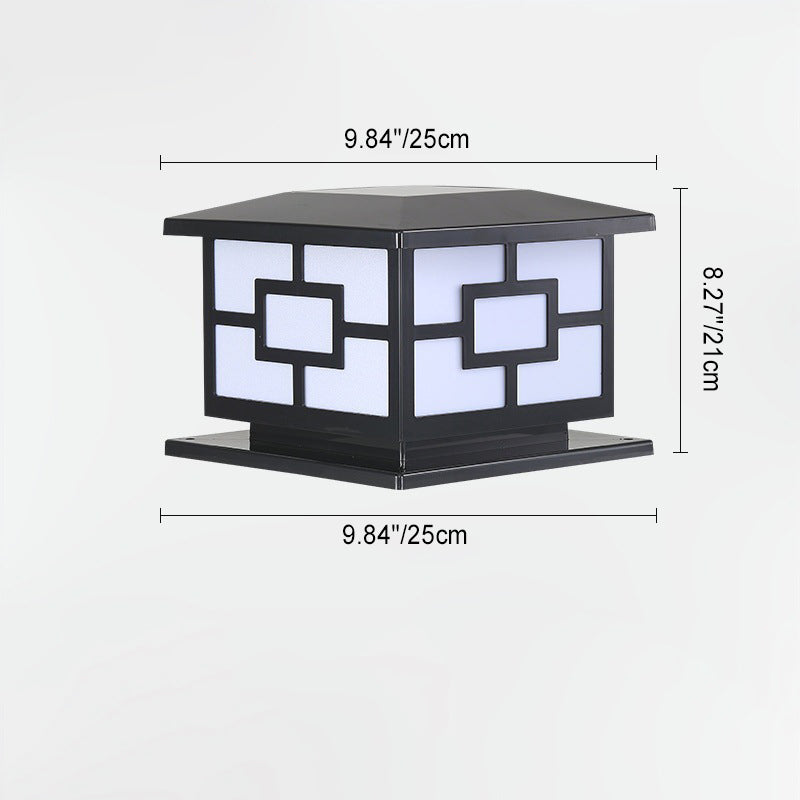 Contemporary Industrial ABS Cube LED Waterproof Solar Post Lamp For Outdoor Patio | Kalsten