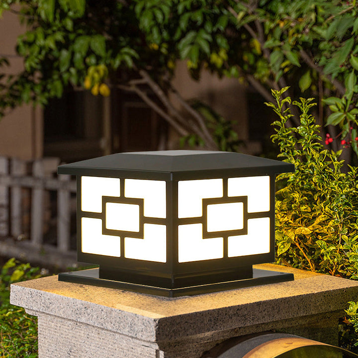 Contemporary Industrial ABS Cube LED Waterproof Solar Post Lamp For Outdoor Patio | Kalsten
