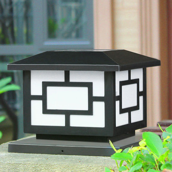 Contemporary Industrial ABS Cube LED Waterproof Solar Post Lamp For Outdoor Patio | Kalsten