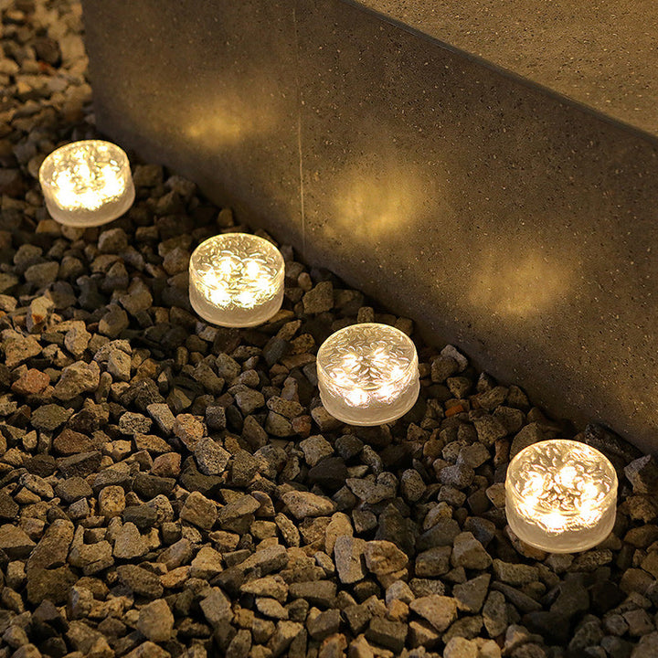 Modern Minimalist Solar Round Ice Brick Shape Acrylic LED Outdoor Light For Garden | Kalsten