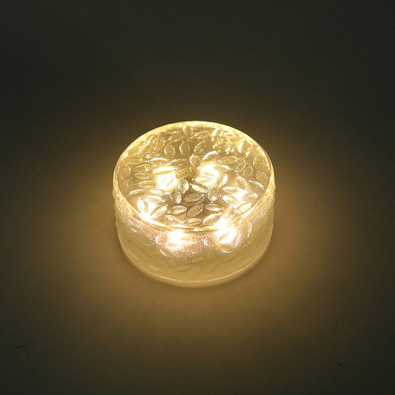 Modern Minimalist Solar Round Ice Brick Shape Acrylic LED Outdoor Light For Garden | Kalsten