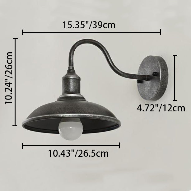 Contemporary Industrial Round Pot Lid Shape Curved Rod Iron Shade 1-Light Wall Sconce Lamp For Outdoor Patio | Kalsten