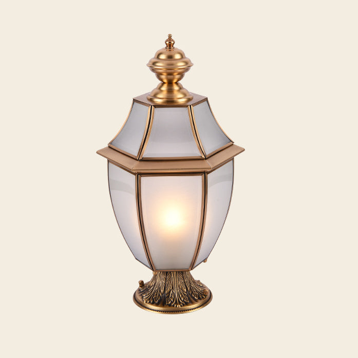 Contemporary Scandinavian Hexagonal Bell Glass Brass 1-Light Outdoor Light For Outdoor Patio | Kalsten