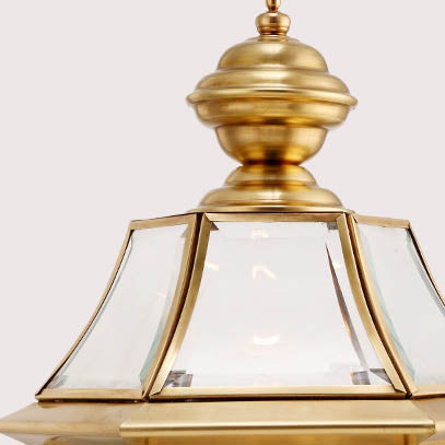 Contemporary Scandinavian Hexagonal Bell Glass Brass 1-Light Outdoor Light For Outdoor Patio | Kalsten