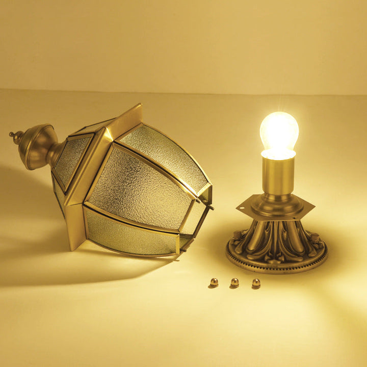 Contemporary Scandinavian Hexagonal Bell Glass Brass 1-Light Outdoor Light For Outdoor Patio | Kalsten