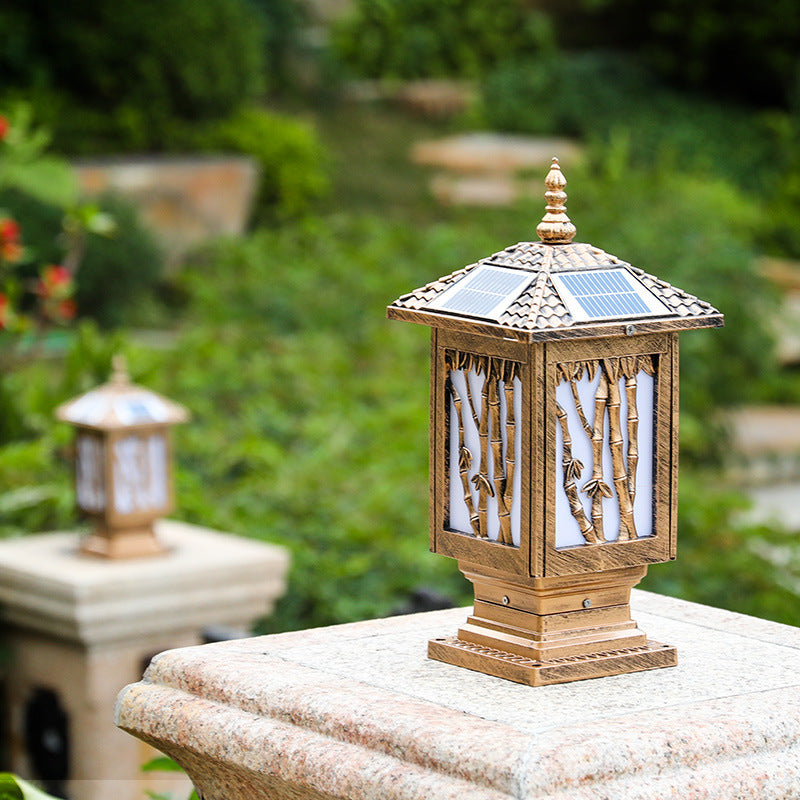 Traditional European Solar Waterproof Aluminum Cylinder Bamboo 1-Light Landscape Lighting Outdoor Light For Garden | Kalsten