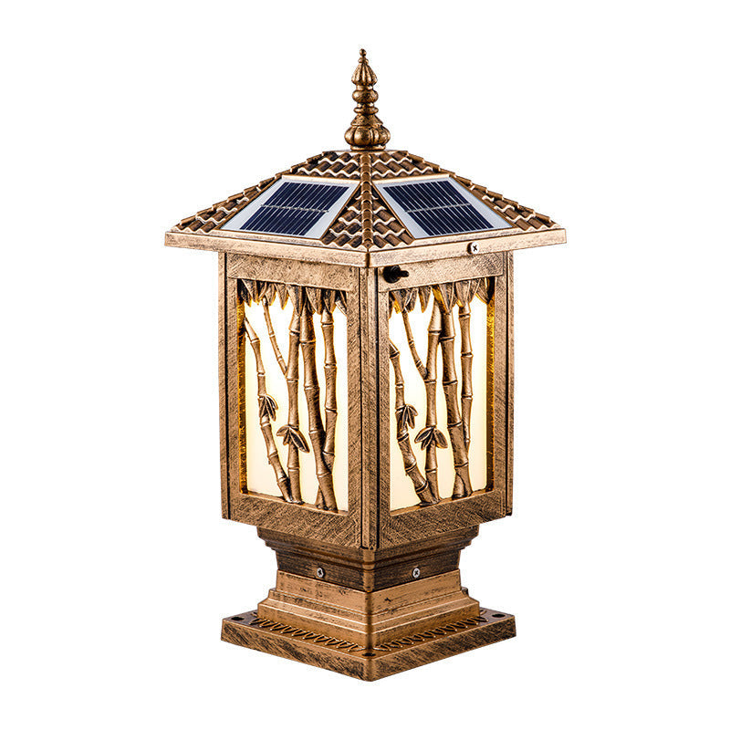 Traditional European Solar Waterproof Aluminum Cylinder Bamboo 1-Light Landscape Lighting Outdoor Light For Garden | Kalsten