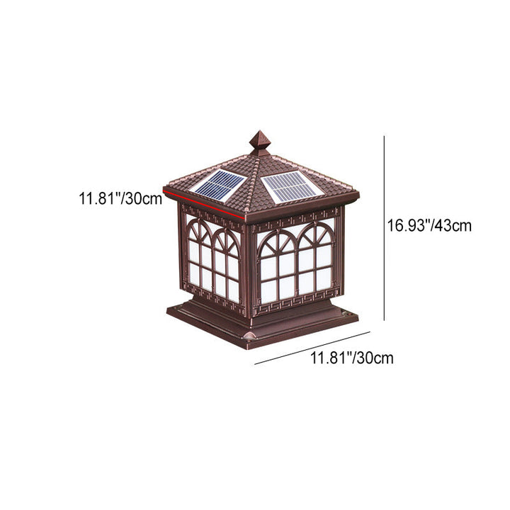 Traditional Chinese Solar Waterproof Aluminum Acrylic Glass Cylinder Lantern LED Landscape Lighting Outdoor Light For Garden | Kalsten