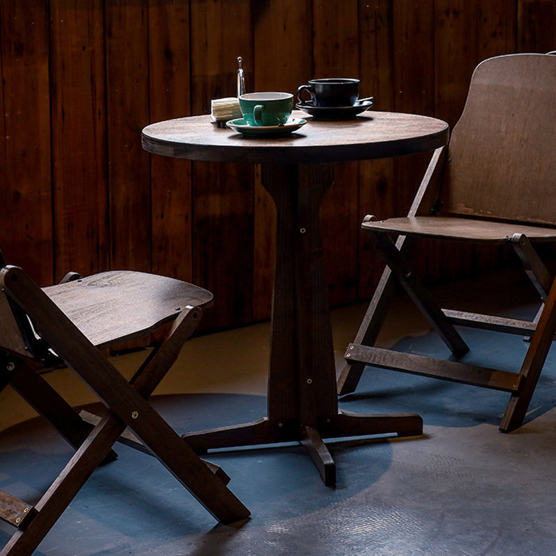 Contemporary Retro Solid Wood Plywood & Iron Round Square Coffee Table And Chair Set For Balcony & Living Room | Kalsten