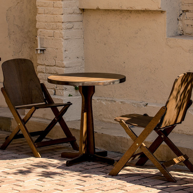 Contemporary Retro Solid Wood Plywood & Iron Round Square Coffee Table And Chair Set For Balcony & Living Room | Kalsten