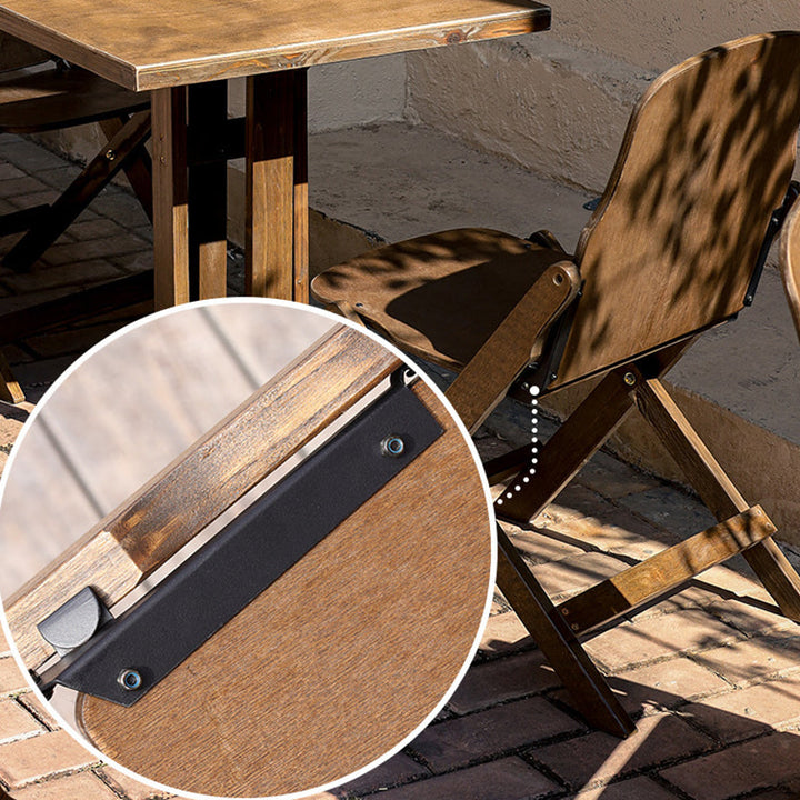 Contemporary Retro Solid Wood Plywood & Iron Round Square Coffee Table And Chair Set For Balcony & Living Room | Kalsten