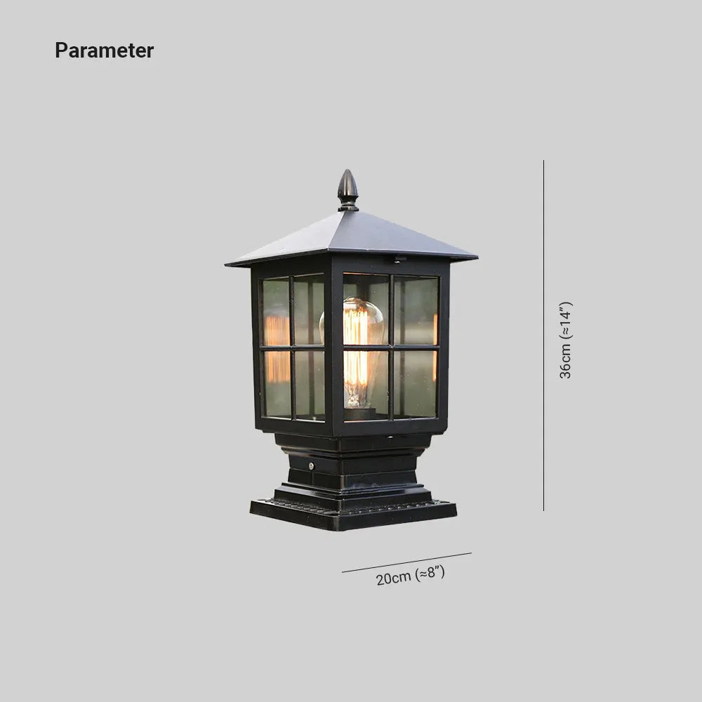 Weatherproof Outdoor Lantern on Pillar in Black Metal | Kalsten