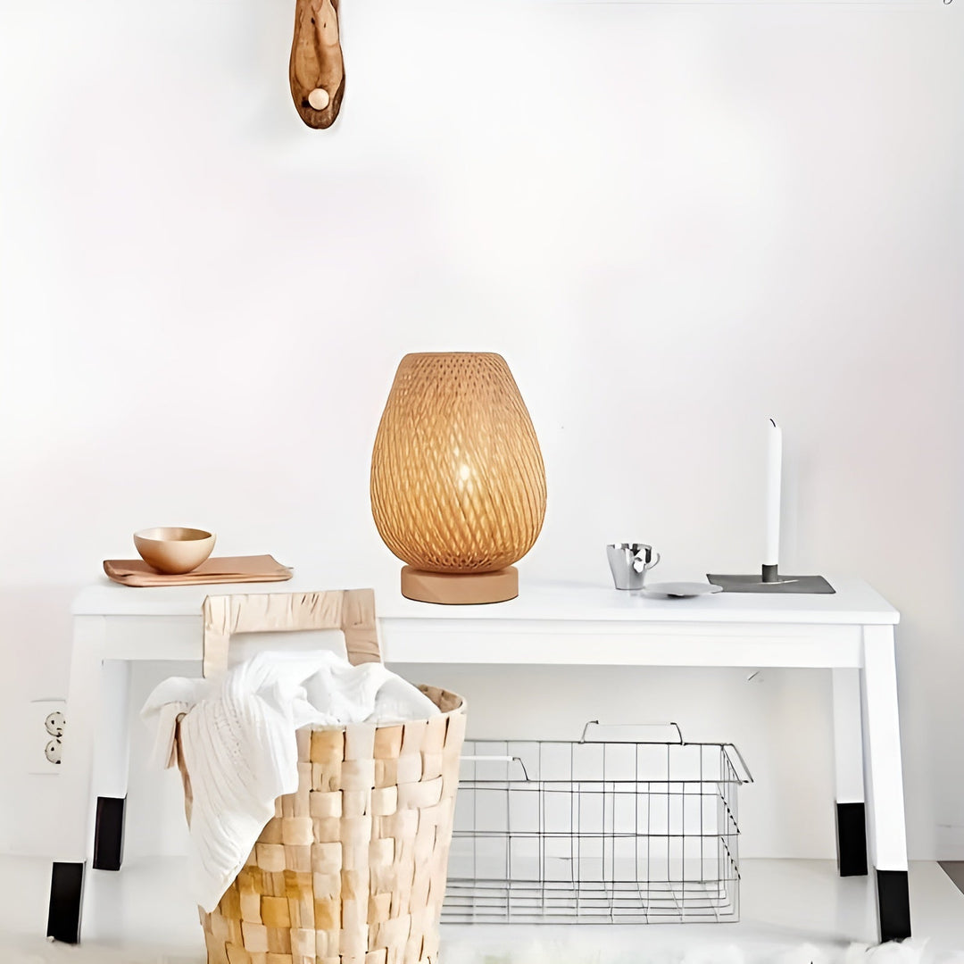 Stylish Bamboo Table Lamp with USB Power – Sustainable and Energy-Efficient Design Noxord