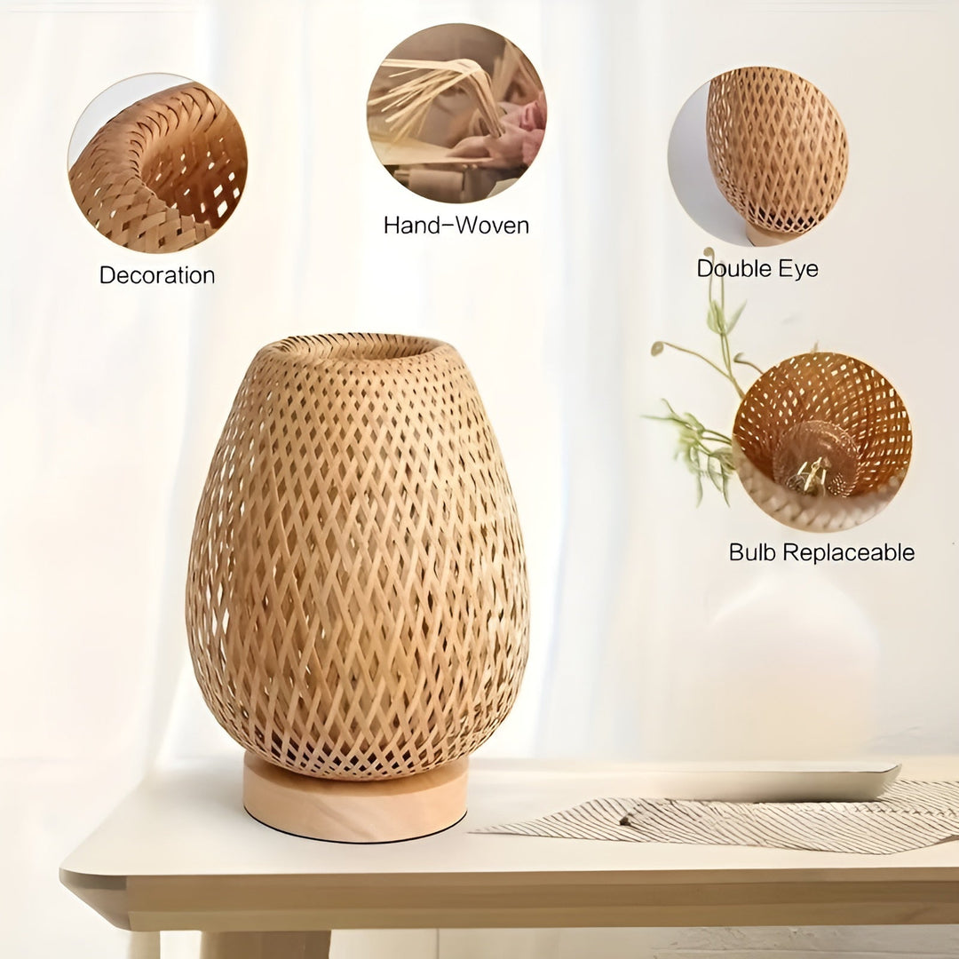 Stylish Bamboo Table Lamp with USB Power – Sustainable and Energy-Efficient Design Noxord