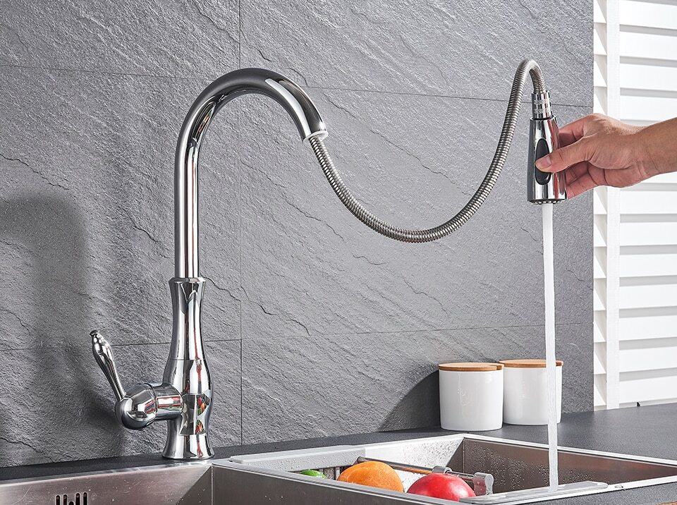 Kalsten | Modern Pull-Out Kitchen Mixer Tap – Stainless Steel 360° Swivel with Extendable Spray Head