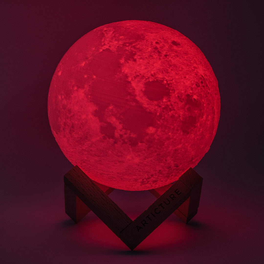 3D Moon Lamp with Wooden Base Noxord