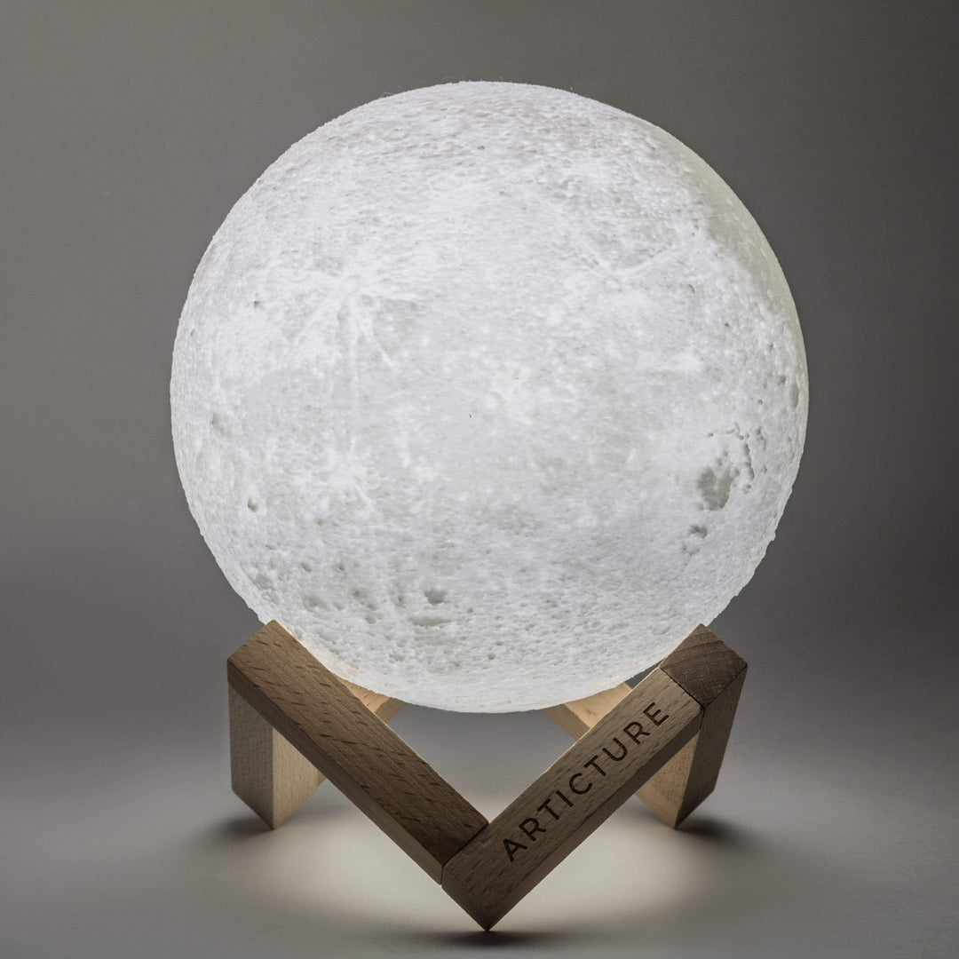 3D Moon Lamp with Wooden Base Noxord