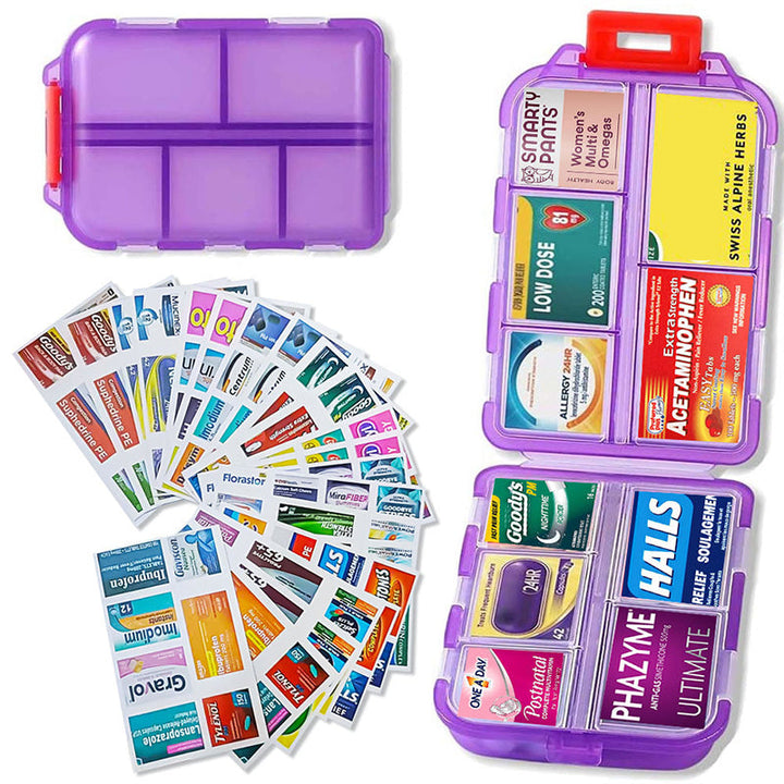 Kalsten | Travel Pill Organizer Box (161 Labels for Customization)