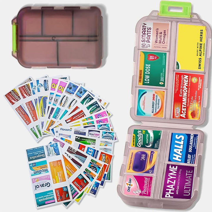 Kalsten | Travel Pill Organizer Box (161 Labels for Customization)