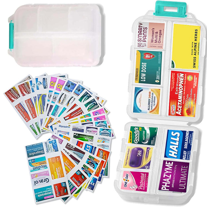 Kalsten | Travel Pill Organizer Box (161 Labels for Customization)