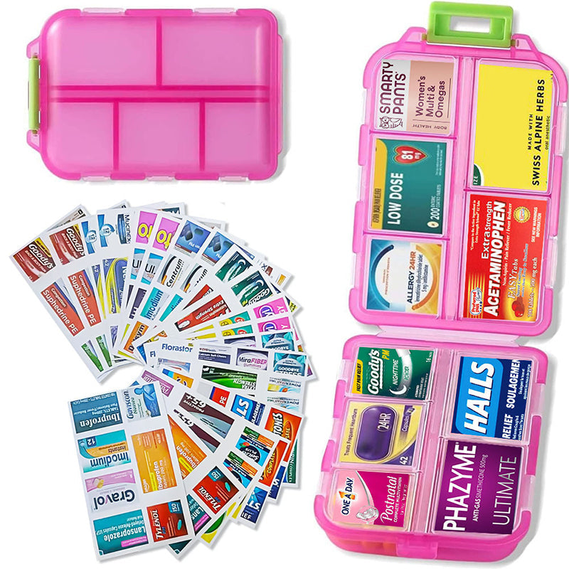 Kalsten | Travel Pill Organizer Box (161 Labels for Customization)