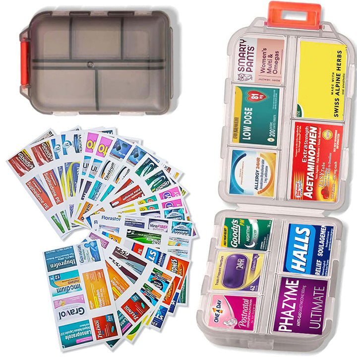 Kalsten | Travel Pill Organizer Box (161 Labels for Customization)